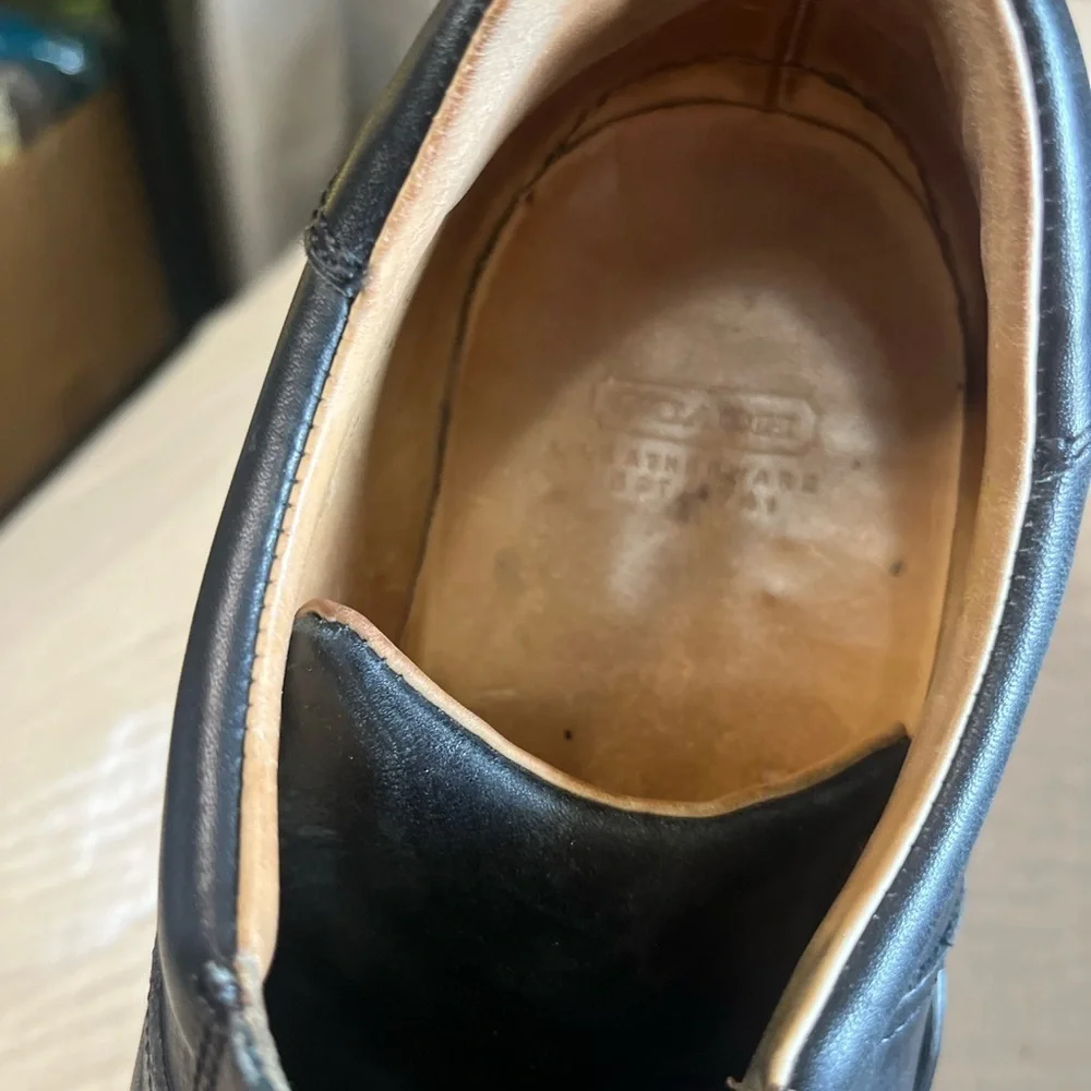 Coach Packard Mens Italian Leather Oxford Shoes Black Sz 11.5D Lace Up Derby